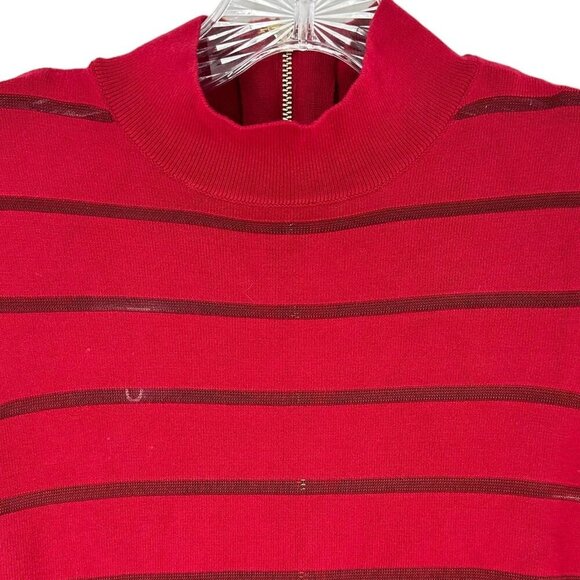 NEW Bebe Goji Berry Red Sheer Stripe Sweater Dress Sheath Bodycon Size Small - Picture 6 of 10